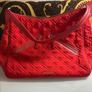 Vera Bradley Red Quilted Shoulder Bag with Hobo Style